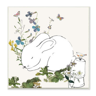 Lapin endormi, jardin de papillons doux