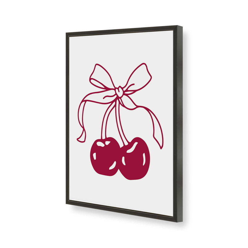 «Cherry Bow Ribbon» par Kira, reproduction d'art sur toile, Noir, H 16 po x l 12 po