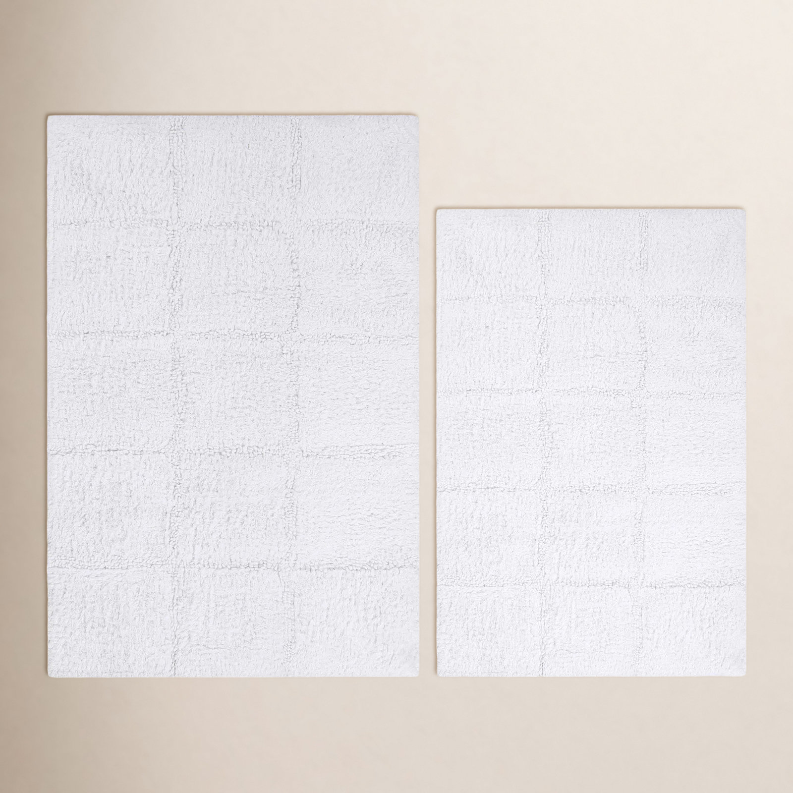 Checkered Cotton Bath Rug, Checkers White