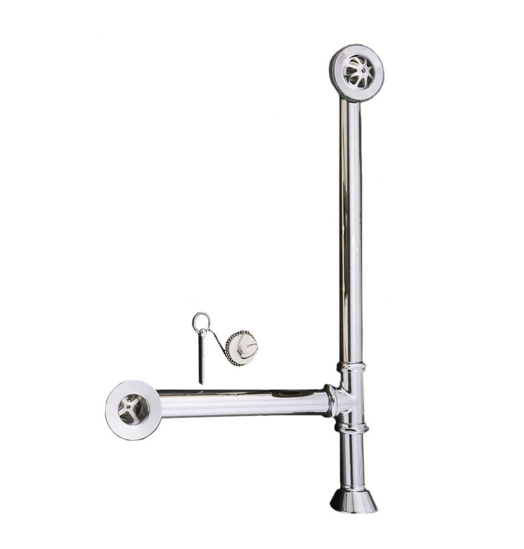 Drain de baignoire avec trop-plein Toe Tap, Chrome