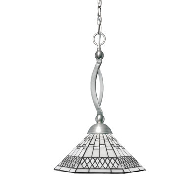 Whitby Chain Hung Pendant Shown In Brushed Nickel Finish With 16" Pewter Art Glass