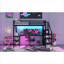 Lit mezzanine pleine grandeur tout-en-un avec rangement, structure en métal compacte avec bureau en forme de L, garde-robe et lumières DEL, noir élégant pour enfants, adolescents et adultes