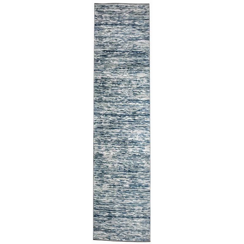 Tapis rayé bleu Davide 1228, Tapis de couloir 8 pi