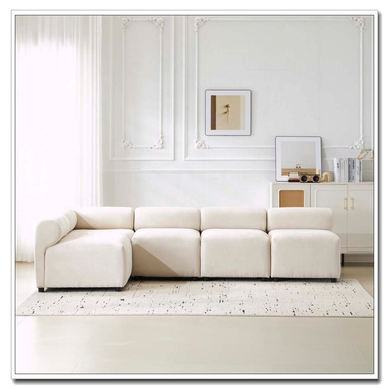 Canapé modulaire modulaire en chenille, Beige + 5 pièces, 5