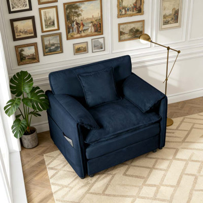 Fauteuil surdimensionné en chenille de 41,73 po avec 1 coussin décoratif