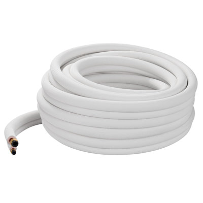 50ft Mini Split Line Set, 1/4” & 1/2” OD AC Copper Tubing Pipe, 3/8 White with Flared Nuts, Rich Fittings, for Mini Split Air Conditioner HVAC or Heat Pump System