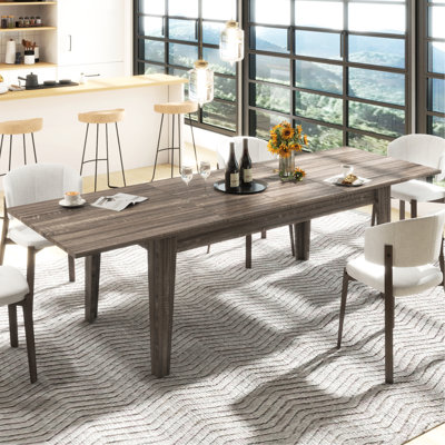 Table de salon extensible de 270 cm (106,5 po), chêne foncé, peut supporter jusqu'à 50 kg (110,23 lb). Grande table pour espace de bureau, 270 cm (106,3 po).
