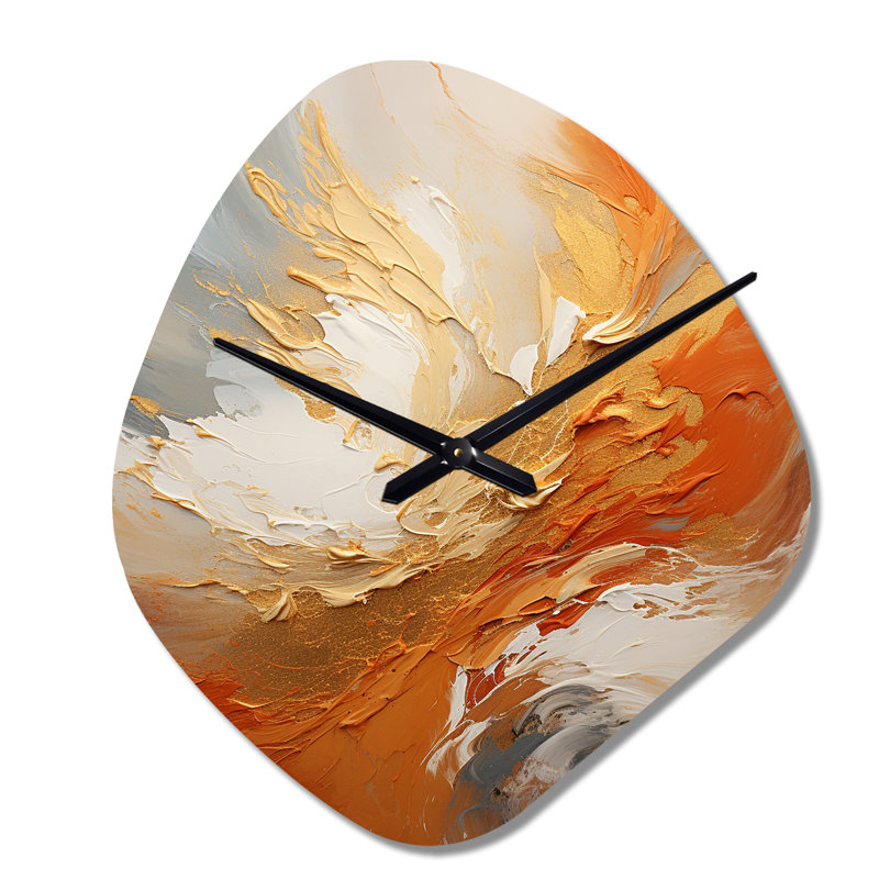 Golden Golden Surge - Horloges murales asymétriques en métal à spirales abstraites, horloge murale de forme unique dorée
