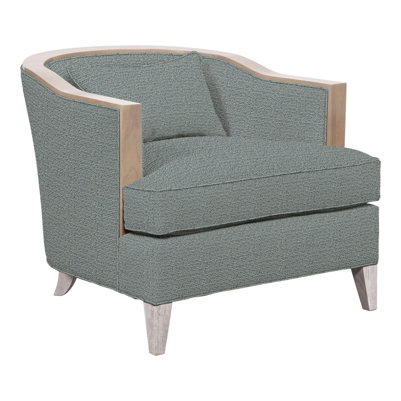 Thom Filicia Home Upholstered Barrel Chair, Tuck Cobalt Polyester Blend, Dove Gray