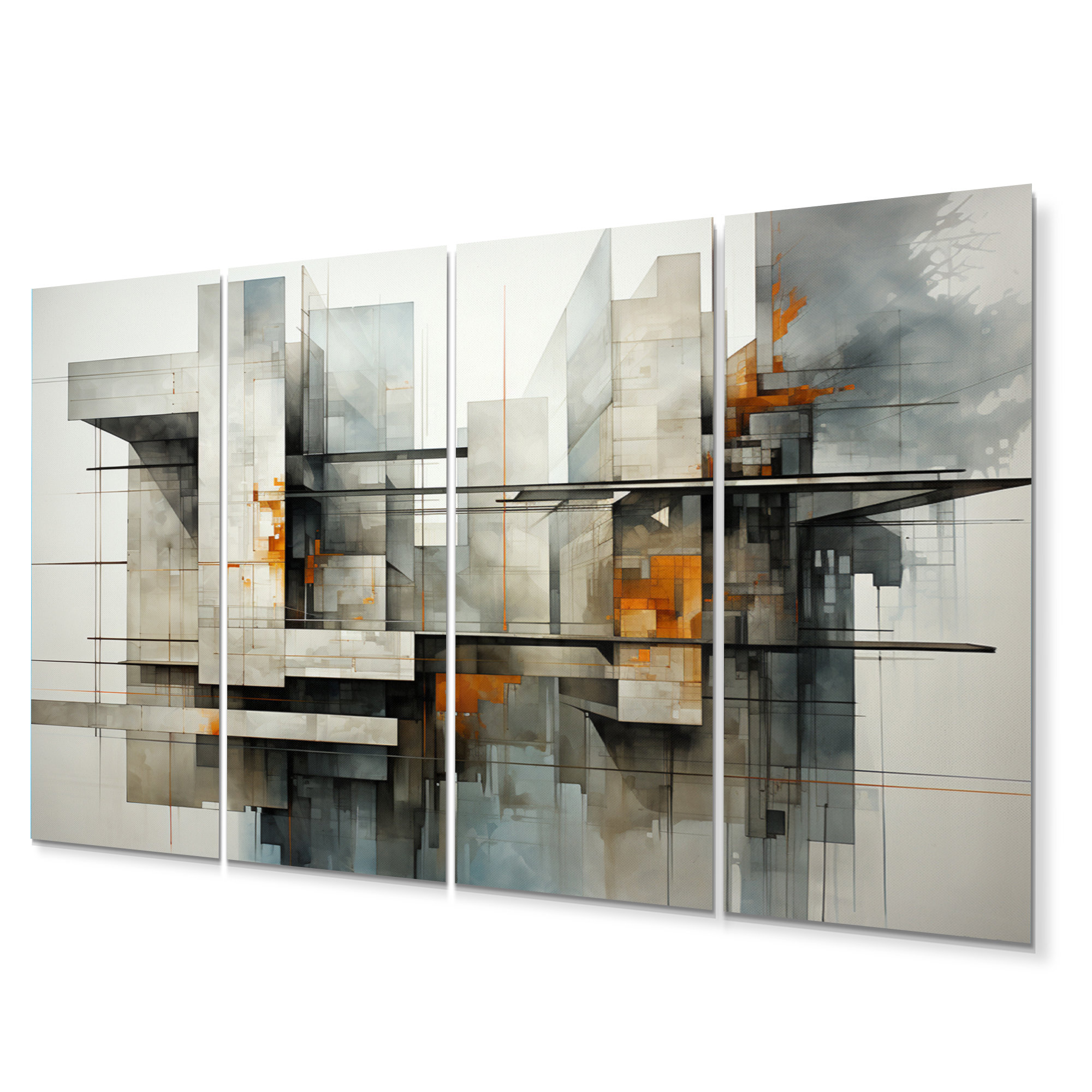 Ivy Bronx Hardedge Art Urban Geometry II Modern Metal Wall Art Living