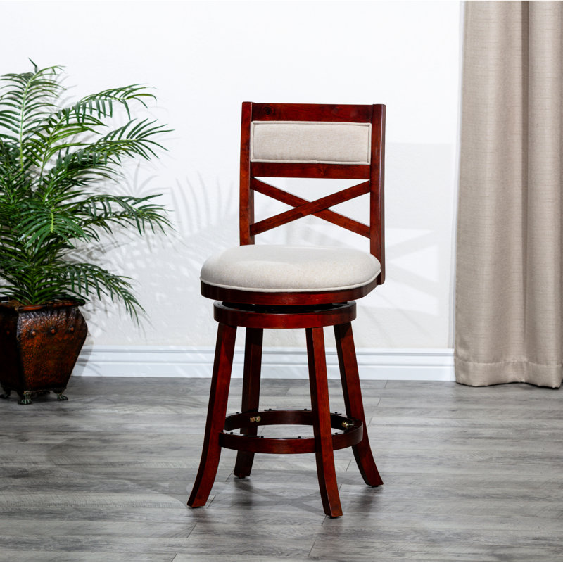 Tabouret de bar pivotant de 30 po en cerisier, tissu beige - Ajoutez une touche moderne et élégante à votre décor pour rehausser votre décor