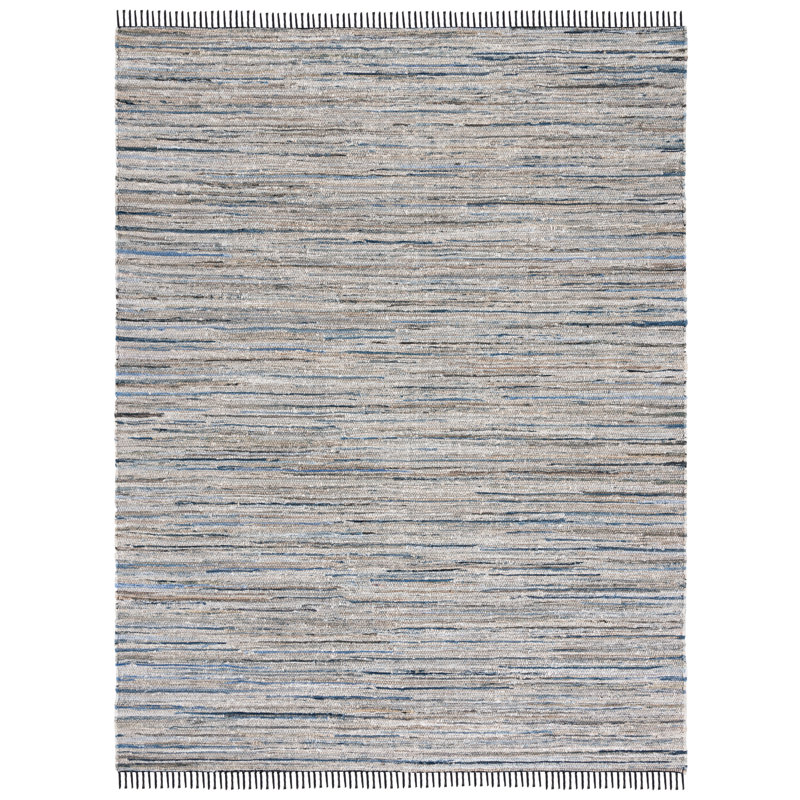 Abinesh Hand Woven Denim/Cotton Rug in Light Blue/Black, Rectangle 8' x 10'
