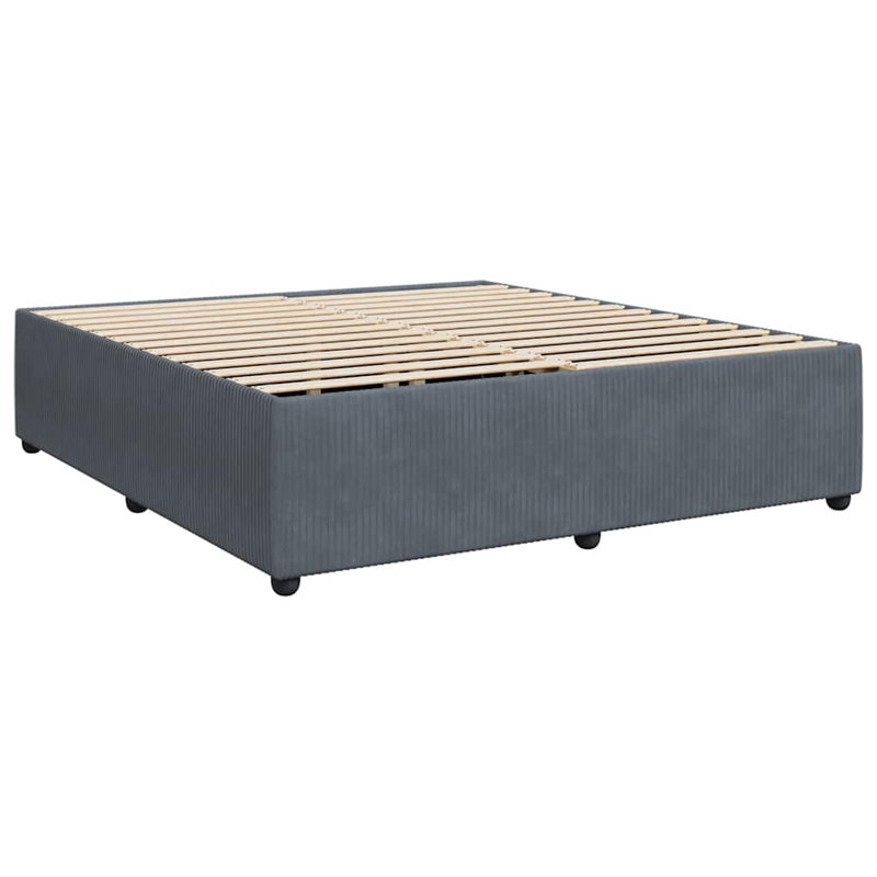 Latitude Run® Bed Frame Without Mattress  Velvet, Dark Gray, California King