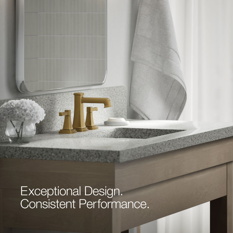 Riff Widespread Bathroom Sink Faucet, Vibrant Brushed Moderne Brass, 0.5 GPM