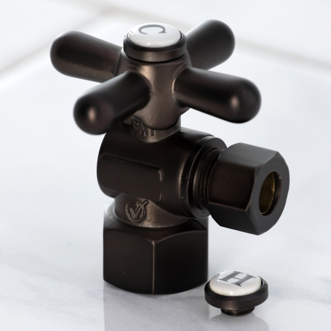 Kingston Brass Vintage 1/2-Inch FIP x 3/8-Inch OD Comp Quarter-Turn Angle Stop Valve Kingston Brass 