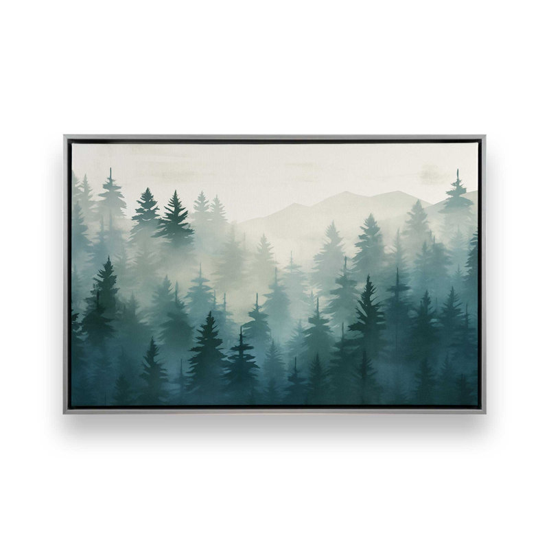 «Forest Mist», reproduction sur toile, H 20,75 po x l 30,75 po x P 1,75 po, Encadrement argenté