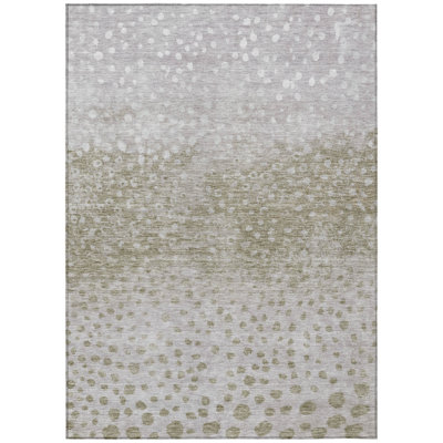 HomeRoots 5' X 8' Taupe Green And Ivory Abstract Washable Indoor Outdoor Area Rug
