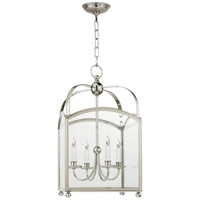 Chapman & Myers Arch Top Small Lantern, Polished Nickel, 24" H x 14.5" W x 14.5" D