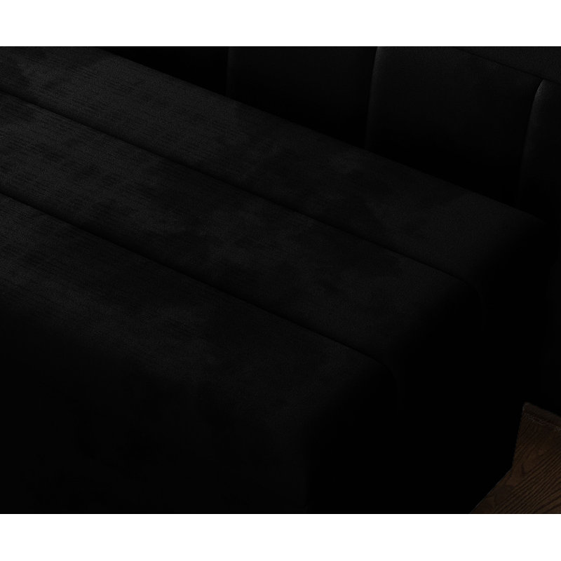 Airiona 102cm Wide Rectangle Striped Standard Ottoman with Storage, Matte Black