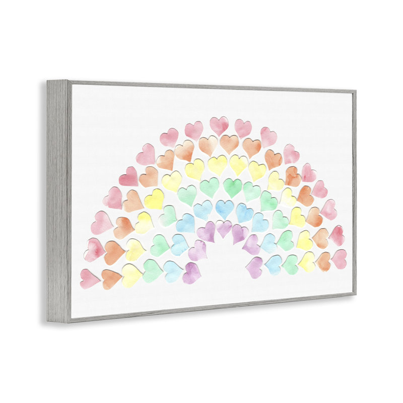 Arc-en-ciel de cœurs gris, estampe numérique par Connie Resch, Estampe numérique Farmhouse, H 20 po x l 30 po