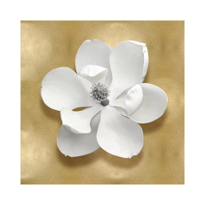 Flower On Gold I by Caroline Kelly - Wrapped Canvas Painting