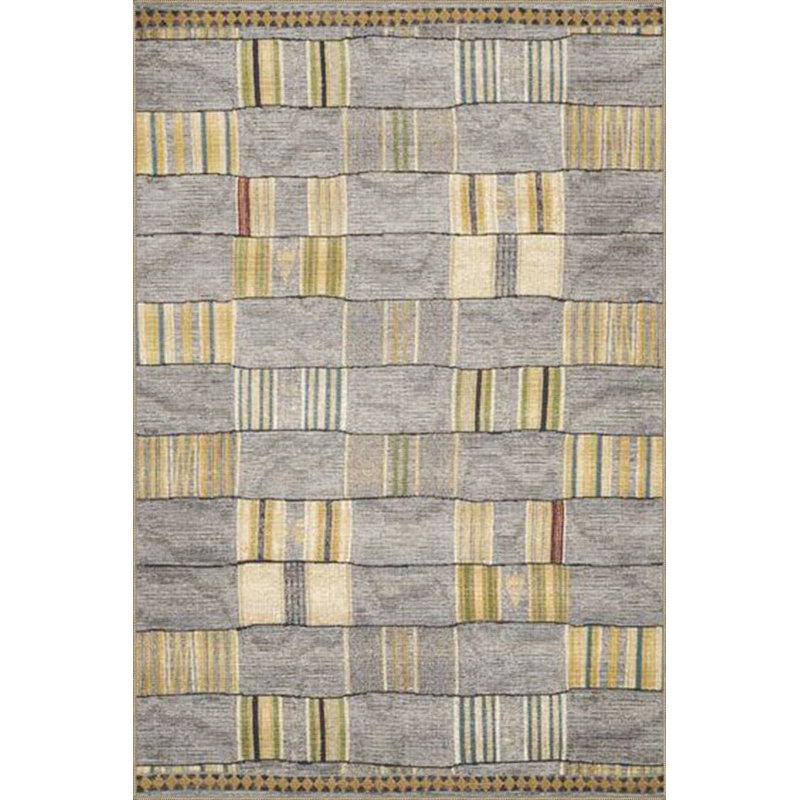 Machine Washable Anthracite Rectangular Geometric Modern Decorative Rug, Rectangle 3'3" x 4'11" Rug Pad Included