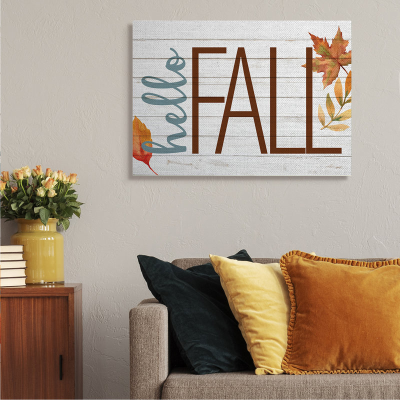 Feuillage d'automne Hello Planked Look Hello, H 30 po x l 40 po, Toile tendue