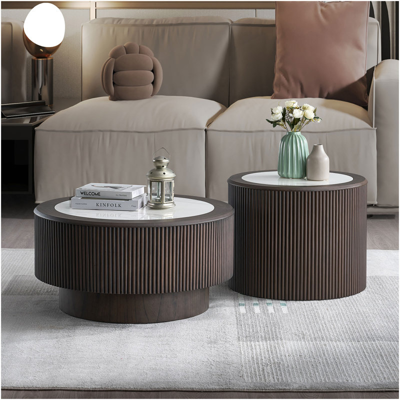 Ensemble de tables basses Modern Faux Marble, H 15,94 po x L 35,43 po x l 35,43 po