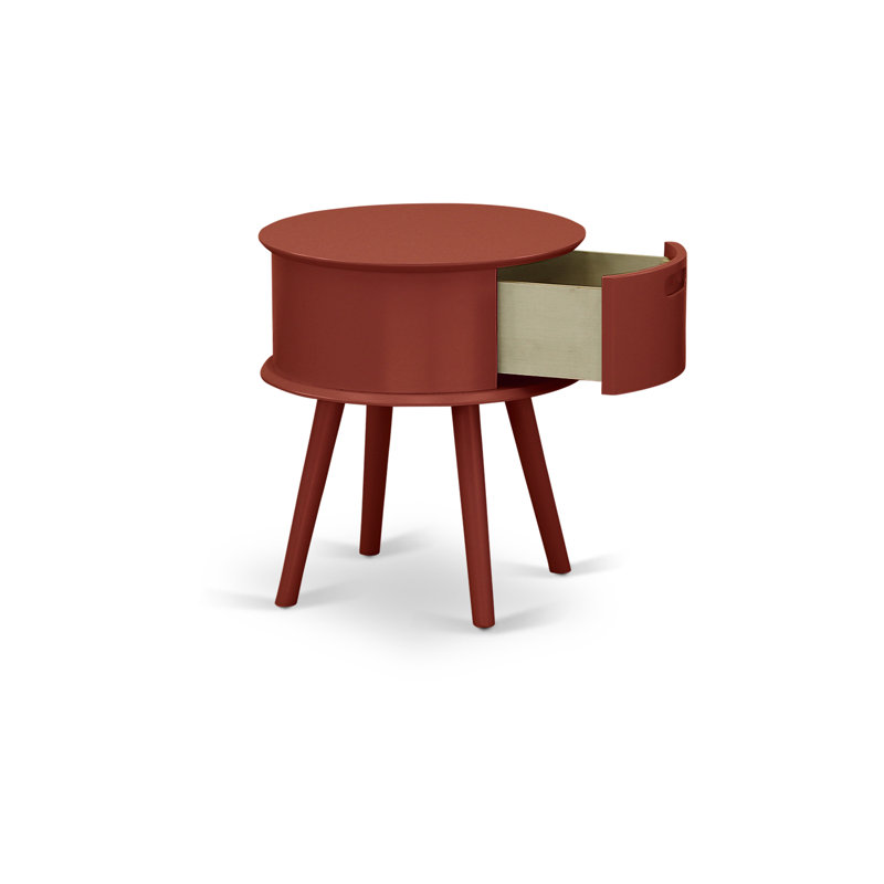 Ensemble de 1 table de chevet avec tiroir 1 pièce, finition bourgogne, Bourgogne