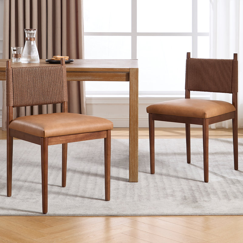 Chaises de salle à manger rembourrées modernes avec dossier et pieds en bois massif pour le salon / salle à manger