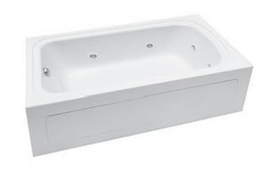 Baignoire tourbillon en acrylique 72 po. X 42 po. Alcove, Blanc, Gauche