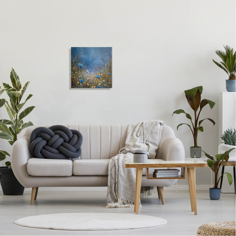 Art de giclée de prairie botanique bleu profond par Jennifer Taylor Art, H 17 po x l 17 po x P 1,5 po, Toile tendue