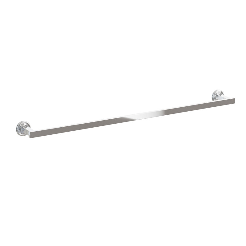 Emtek Transitional Flared Towel Bar w/ Small Regular Rosette, 1.625" H x 31.34" L x 3.125" D, Polished Chrome