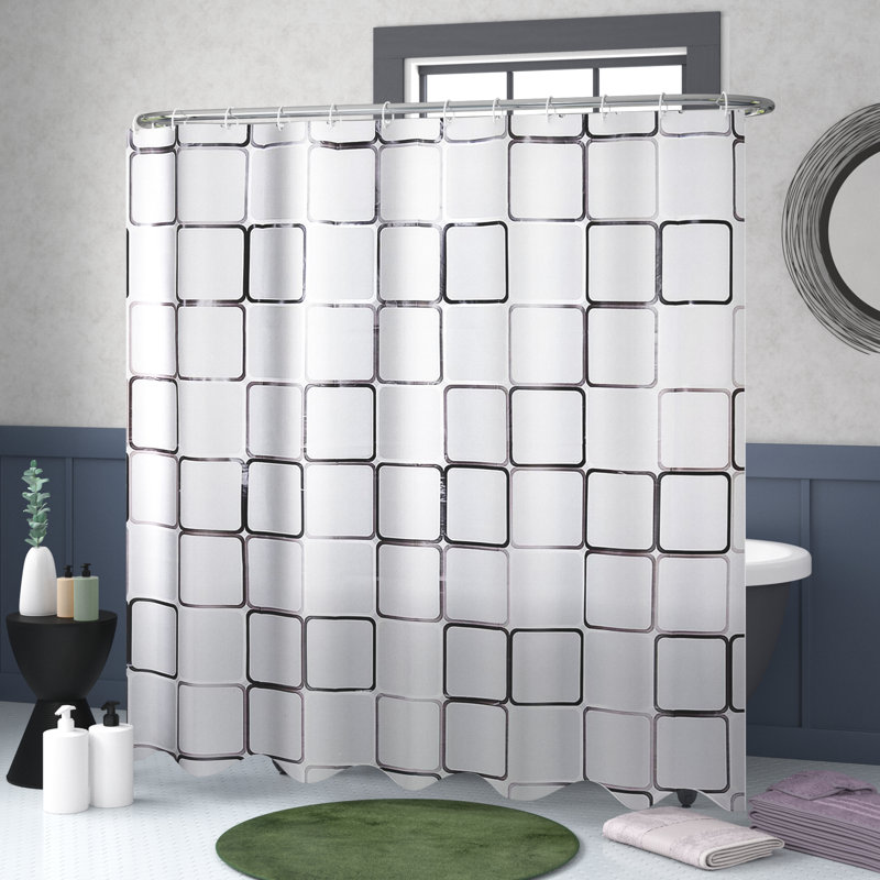 Allera Vinyl Geometric Shower Curtain, 96" H x 80" W