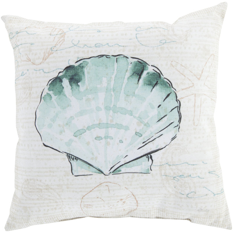 Coussin décoratif intérieur / extérieur Rain Script and Shell, H 18 po x l 18" x P 4 po