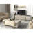 Modern Coffee Table with Side Shelf, Travertine & Sandstone Finish, 40.8 x 14.7 x 23.6 inches | 100% Melamine Coated Particle Board, Thickness: 0.7 inches | Additional Storage, Multipurpose Design for Stylish Living Spaces