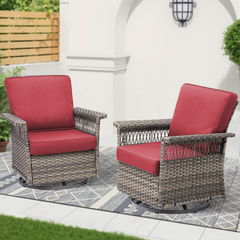 Outdoor Swivel Rocker Patio Chairs, Red