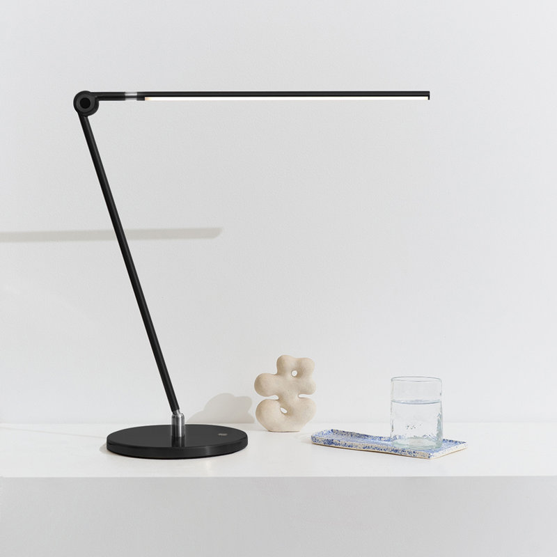 Libra 39 in. Dimmable LED Industrial Desk Lamp with USB-C Port and Adjustable Lamp Head, Black
