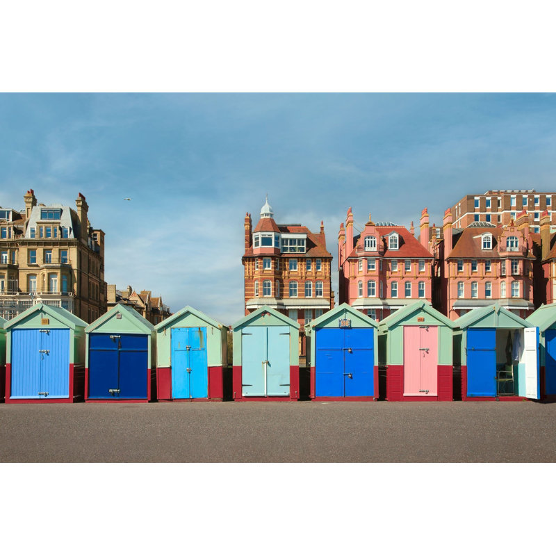 Brighton Beach Huts - Photographie de cadre photo sur papier, H 28,5 po x l 40 po, Cadre noir