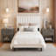 Base de lit tapissier à oreilles avec tablette et table de chevet Horst-132442056-132442060-133948384