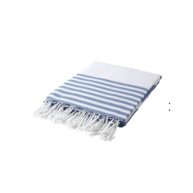 Mahika Turkish Cotton Lightweight Beach Towel, Blue/White
