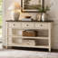 Console de style rétro avec 2 étagères ouvertes, structure en pin massif pour salon-1324601289-1324601287-1324601284