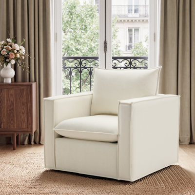 34.2" Wide Upholstered Swivel Accent Armchair