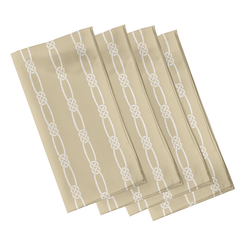 Lamija Polyester Striped Square Napkin, Taupe