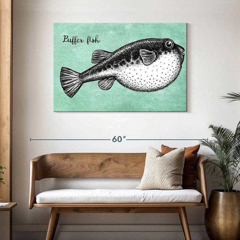 Brampt Puffer Fish Sketch, 30" H x 45" W