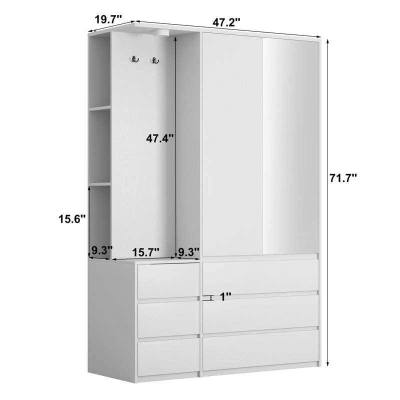 Modern Clothing Storage Cabinet Combination,Wardrobe Closet, White