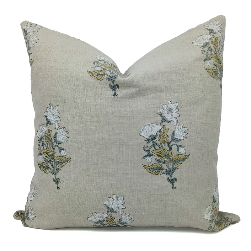 Housse de coussin en lin fabriquée à la main Fab divine - Abhisek, 14 po x 20 po