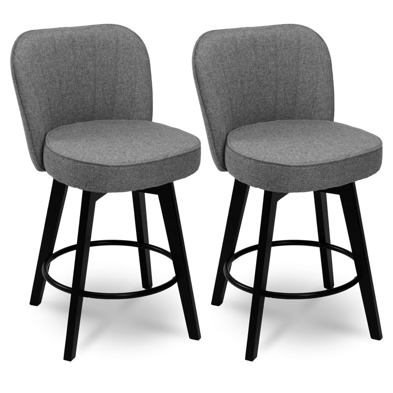 Kyenzie Swivel Upholstered Counter Stool, Beige