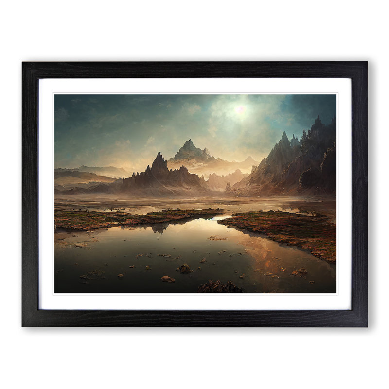 Exciting Mountain Landscape - Single Picture Frame Painting, Black, 46cm H x 64cm W x 2cm D
