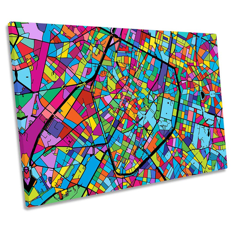 Brussels City Modern Map - Wrapped Canvas Print, 30.5cm H x 45.7cm W